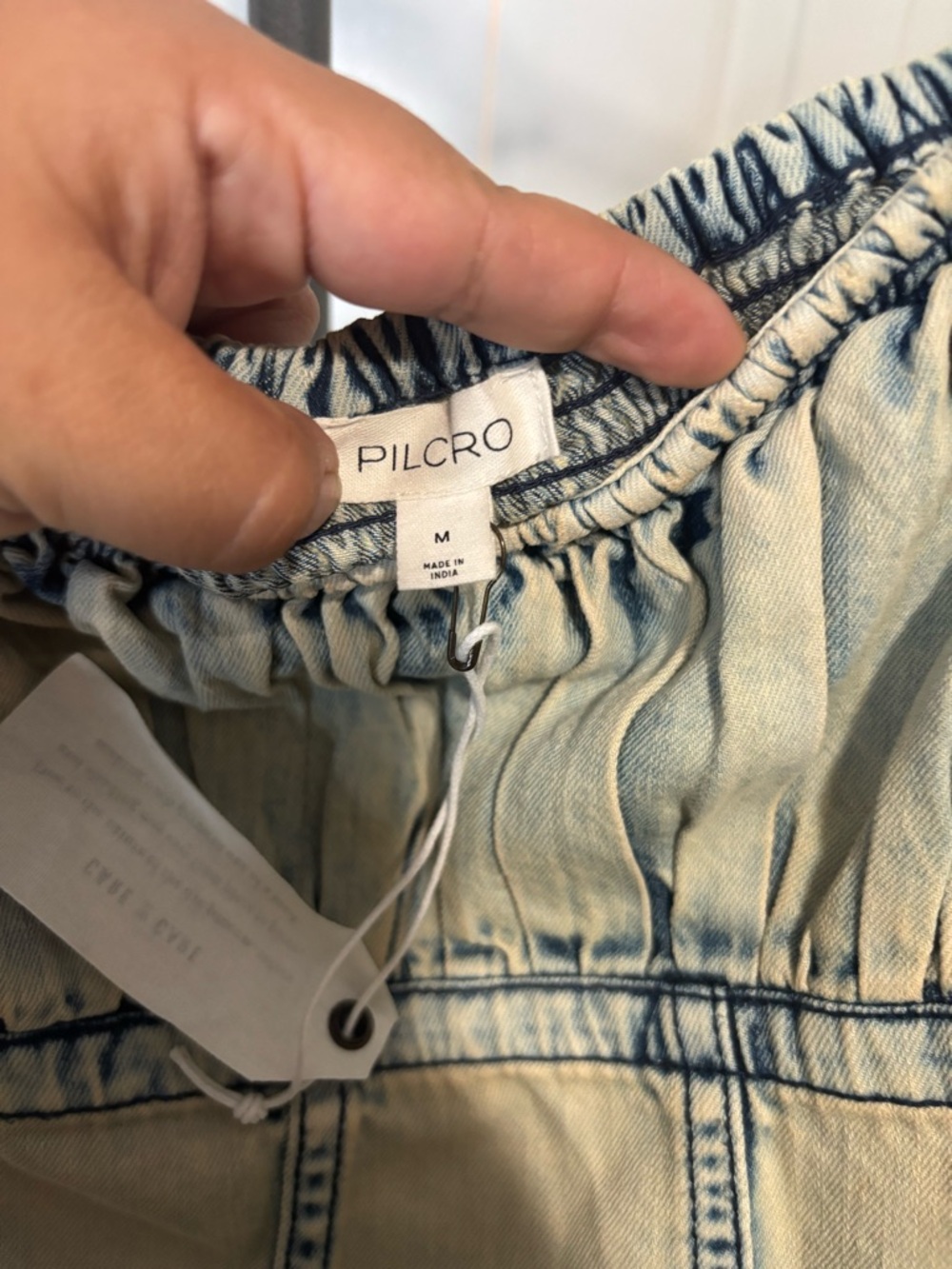 Pilcro Light Wash Denim Romper — Cream with Faded Blue Accents - Picture 5 of 15